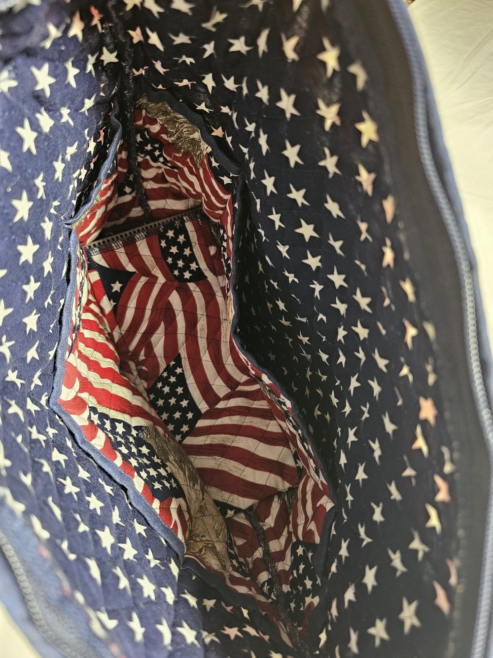 Patriotic Eagle Flag Canvas Shoulder Bag - Red, White & Blue - Picture 3 of 8